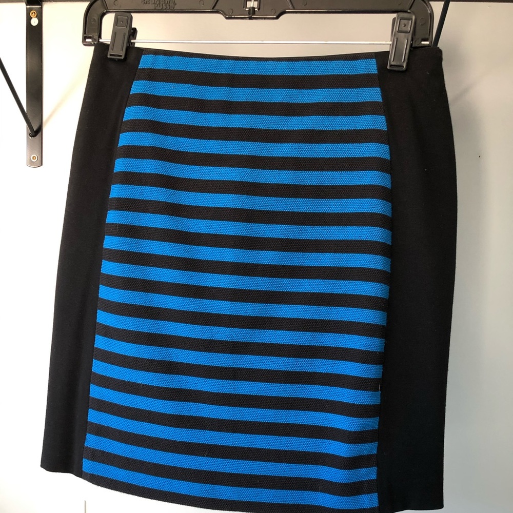 Blue and black striped pencil skirt